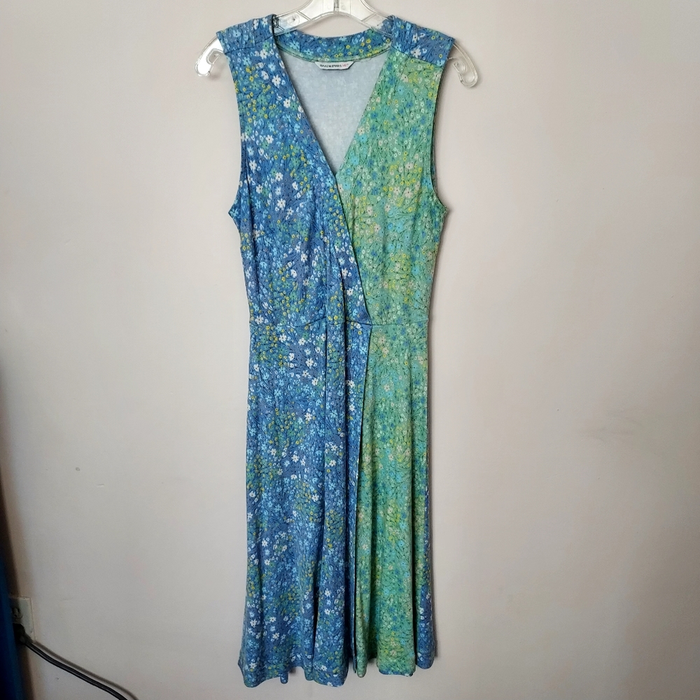 Isaac Mizrahi Spring floral rayon faux wrap dress Ditsy Daisy Cottagecore Summer